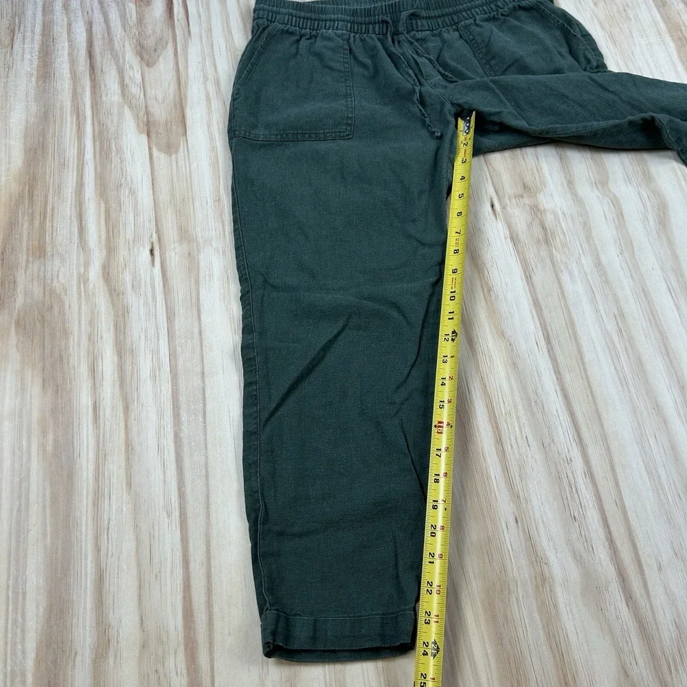 Old Navy Women's Medium Green Cropped Tapered Linen Blend Pants Casual Summer